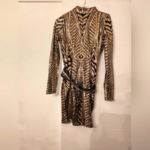 Akira women's Gold and Black Sequence Dress medium